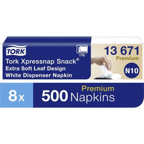 Tork Xpressnap Snack® Extra Soft levélmintás fehér adagolós szalvéta N10