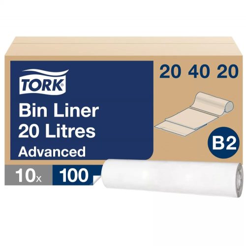 Tork hulladékgyűjtő zsák, 20 literes, B2, fehér, 52 x 58 cm B2