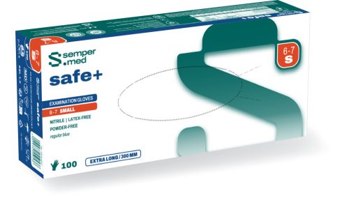 Sempermed Safe+1.0. nitril hosszú szárú kesztyű "S" latexmentes, púdermentes
