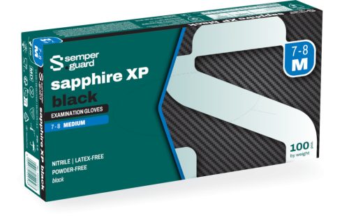 Semperguard Sapphire XP black "S" púdermentes nitril munkavédelmi kesztyű fekete