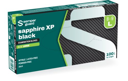 Semperguard Sapphire XP black "L" púdermentes nitril munkavédelmi kesztyű fekete