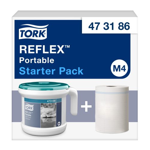 Tork Reflex hordozható, belsőmag-adagolású rendszer - kezdőcsomag (fehér/türkiz) M4