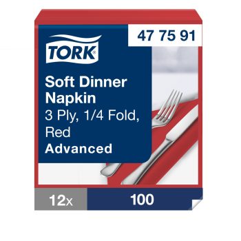 Tork Soft piros Dinner szalvéta 