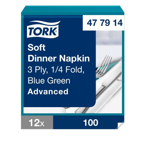 Tork Soft kékeszöld Dinner szalvéta 