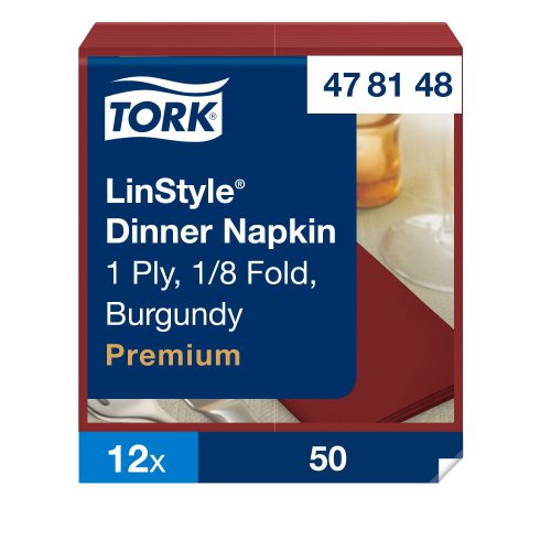 Tork LinStyle® burgundi Dinner szalvéta