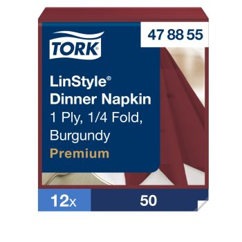 Tork LinStyle® burgundi Dinner szalvéta 