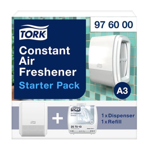 Tork folyamatos adagolású légfrissítő készülék, kezdőcsomagfolyamatos adagolású légfrissítő (fehér) A3